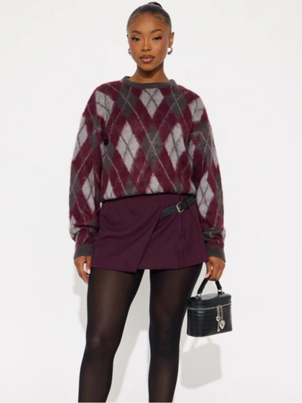 Fashion Nova Burgundy Wrap Mini Skort
